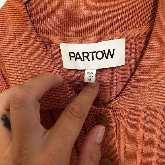 Partow Rust Orange Hendrix Ribbed Short Sleeve Polo Collared Size M Italy - Picture 4 of 10
